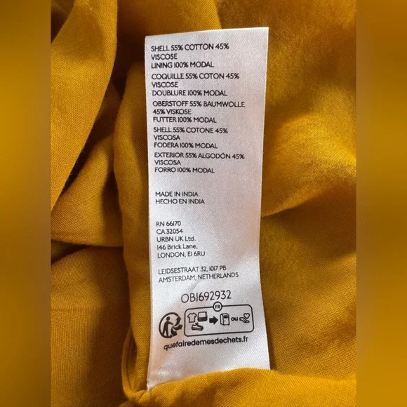 Anthropologie Maeve Maxi Dress High-Low Pleated Boho Yellow Floral Sz 14 - Picture 8 of 9